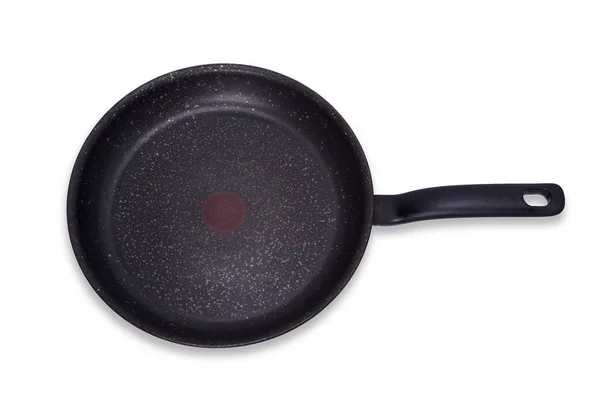 Lege zwart grote ronde pan met handvat — Stockfoto