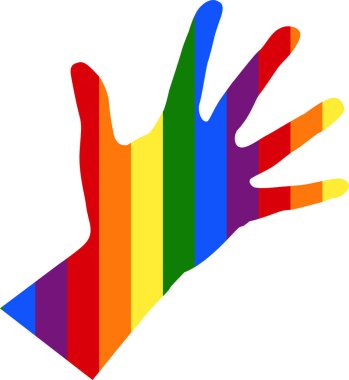 sol el bayrak Lgbt renkleri silüeti
