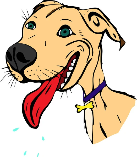 Lindo pintado de dibujos animados americano pit bull sacó su lengua — Vector de stock