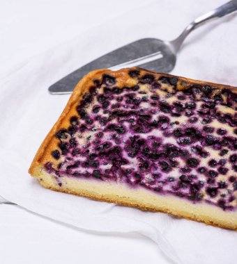 süzme peynirden pişmiş pasta ve yaban mersini o