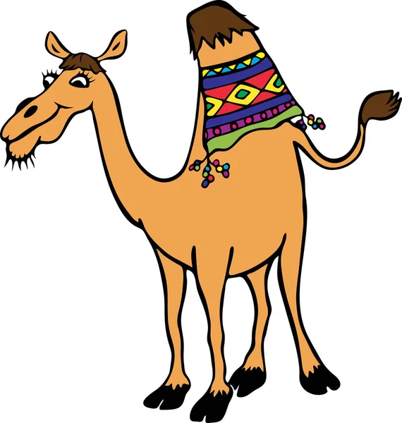 Amarillo divertido camello con una joroba — Vector de stock