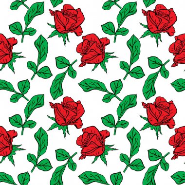 kırmızı gül bud ve yeşil yaprakları ile şube