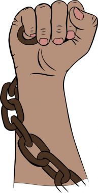 sağ kolum bir kahverengi Demir zinciri tutarak