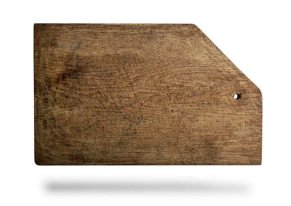 Rectangular brown old cutting board with bevelled corner — Stock Photo, Image