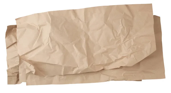 Pognieciony brązowy arkusz papieru do pakowania towarów izolowanych na wh — Zdjęcie stockowe