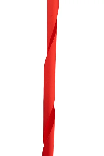 Extremidade torcida de fita vermelha verde isolada no fundo branco — Fotografia de Stock