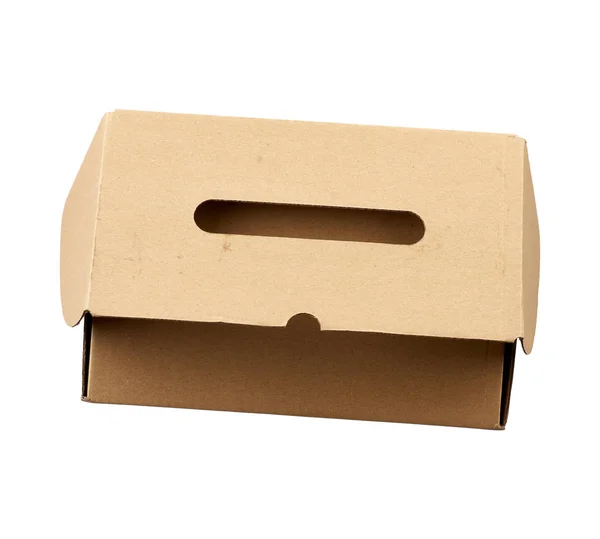 Closed brown rectangular cardboard box for transporting goods is — 스톡 사진