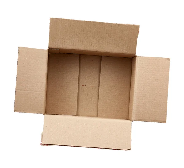 Boîte rectangulaire ouverte en carton brun vide pour le transport de marchandises — Photo