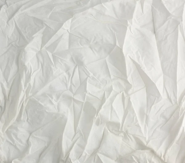 Crumpled white cotton fabric, full frame — 스톡 사진