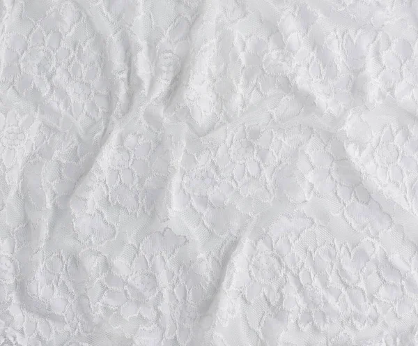 Textúra gyűrött fehér szintetikus szövet guipure varráshoz — Stock Fotó