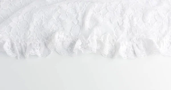 Textura de guipure tejido sintético blanco arrugado para coser cl — Foto de Stock