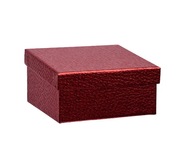 Scatola quadrata di cartone rosso chiuso, regalo — Foto Stock