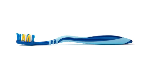 Blaue Kunststoffzahnbürste Zur Reinigung Der Mundhöhle Objekt Auf Weißem Hintergrund — Stockfoto