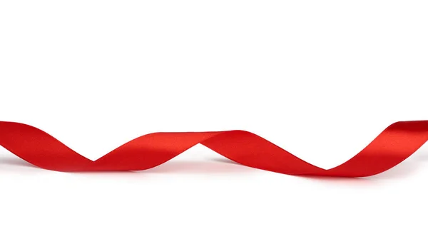 Skręcona Czerwona Wstążka Izolowana Białym Tle Element Dla Projektanta — Zdjęcie stockowe