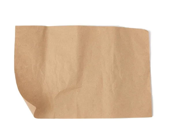 Stück Braunes Pergamentpapier Mit Gerissenen Rändern Auf Weißem Hintergrund Platz — Stockfoto