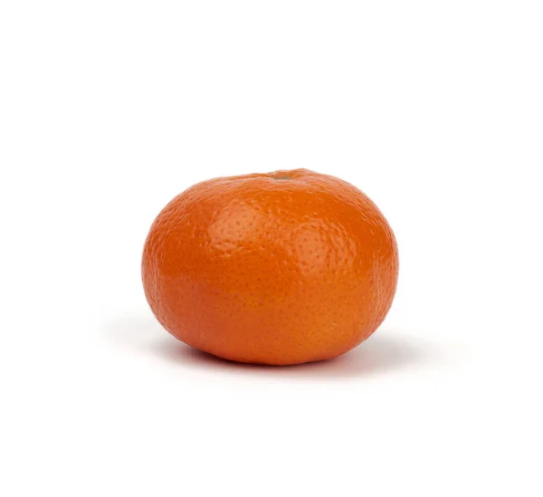 Reife Runde Mandarine Schale Isoliert Auf Weißem Hintergrund Nahaufnahme — Stockfoto