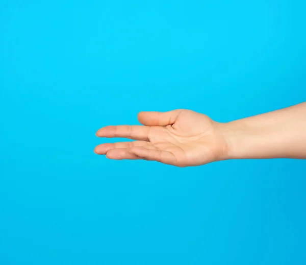 Hand Reikt Naar Zijkant Gebaar Dat Toont Het Vasthouden Van — Stockfoto