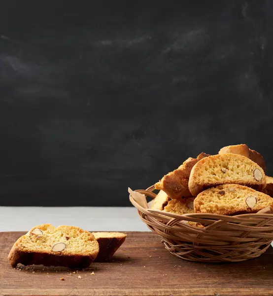 Pieces Baked Italian Christmas Biscotti Cookies Copy Space — Stock Photo, Image