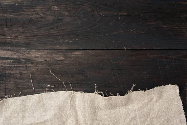 Toalla Textil Cocina Gris Doblada Sobre Una Mesa Madera Marrón — Foto de Stock