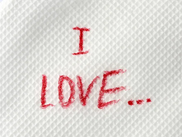Love Written Red Lipstick White Paper Napkin Date Concept — Stock Photo, Image