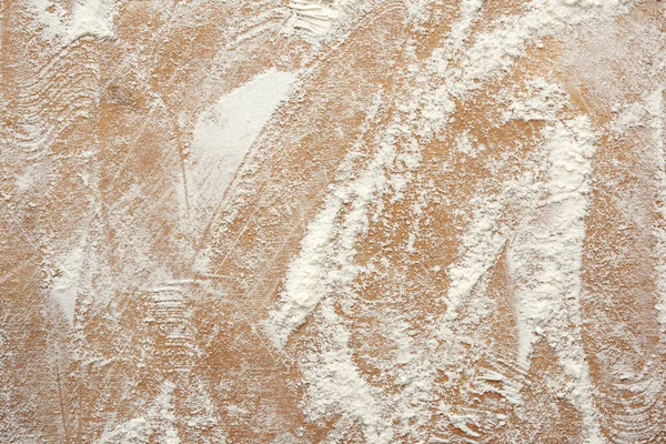 White Wheat Flour Scattered Brown Wooden Table Top View Stock Picture