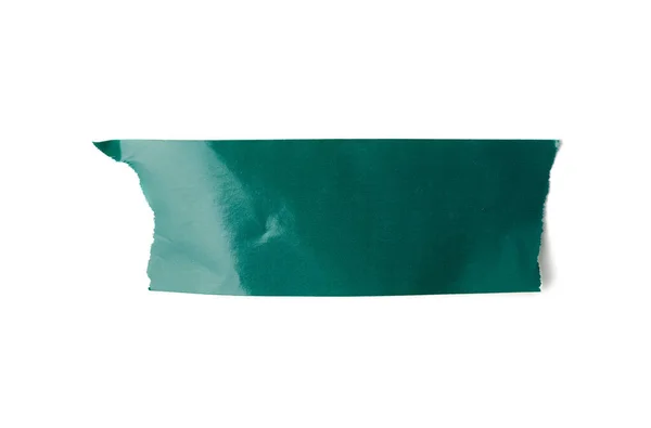 Stuk Groen Papier Plakband Geïsoleerd Witte Achtergrond Close — Stockfoto