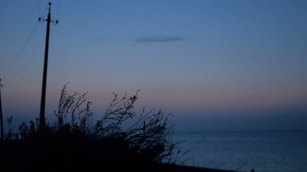 静的な撮影時間の経過、満月の下で夜の海 — ストック動画