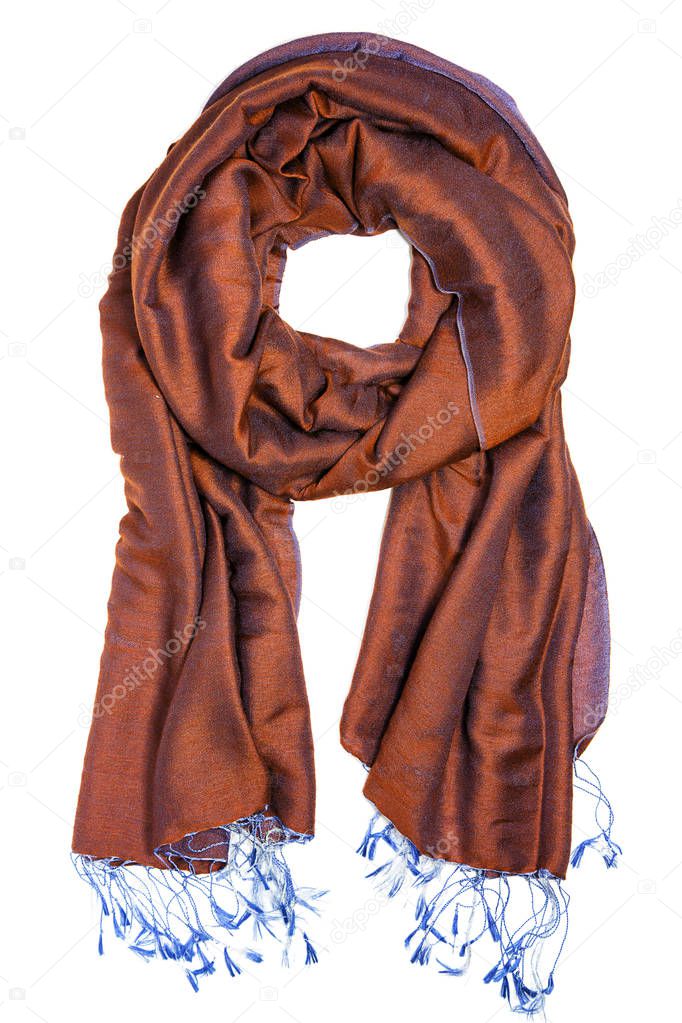 Fashionable women's scarf on a white background, isolated