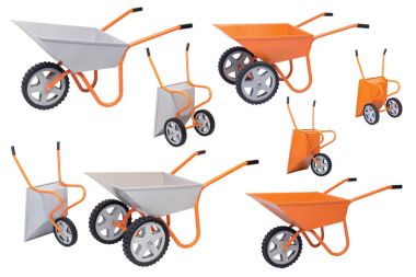 beyaz izole el arabası seti