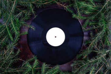 Vinil gramofon kayda Noel ya da kış tarzı