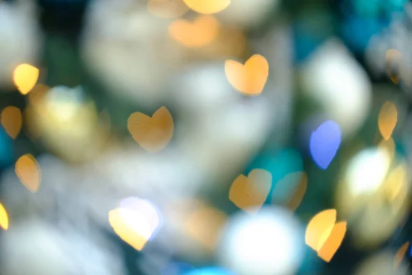 Szív alakú kék és sárga bokeh — Stock Fotó