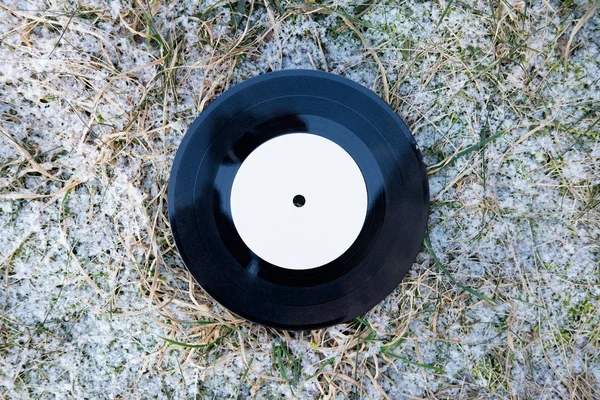 Vinyl grammofonskiva i vinter stil för jul spelningslista b — Stockfoto