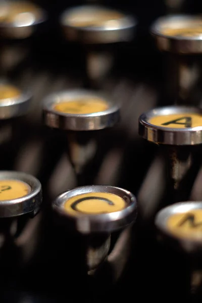 keyboard of old retro typewriter, macro