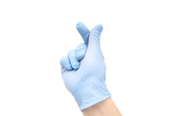 Herzzeichen Von Fingern Die Medizinische Handschuhe Tragen Konzept Der Liebesmedizin — Stockfoto