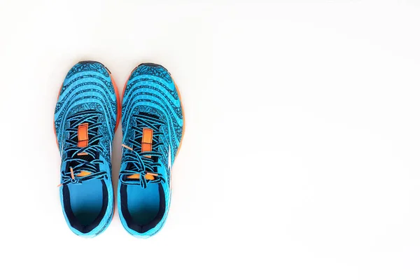 Konzeptlauf Konzept Love Run Ein Paar Trendige Blaue Laufschuhe Für — Stockfoto