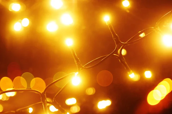 Homályos Izzó Arany Színű Karácsonyi Fények — Stock Fotó