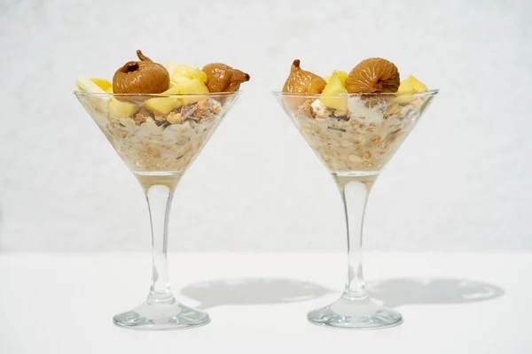Мороженое Мюсли Манго Инжир Десерт Завтрак — стоковое фото