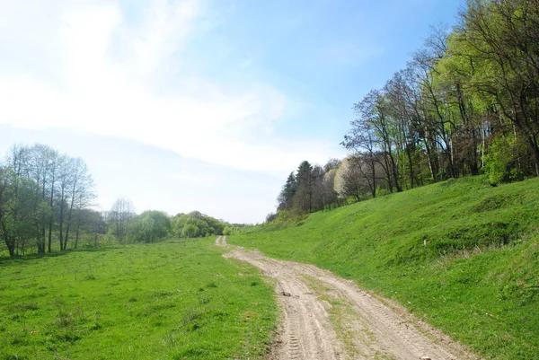 Nehre giden yol. Bulutların altında.