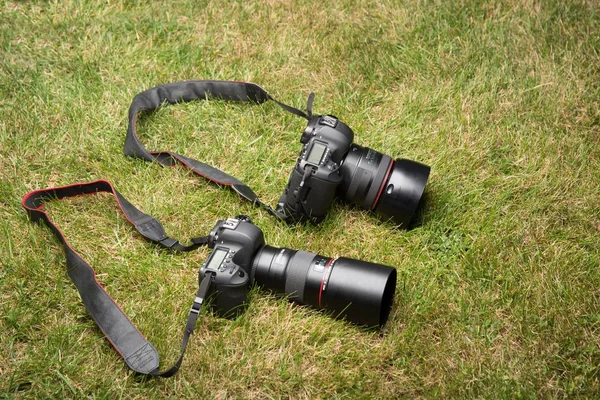 Две фотокамеры, рефлекторные камеры — стоковое фото