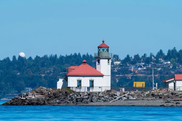 West Point Lighthouse w Seattle Shilshole Bay — Zdjęcie stockowe