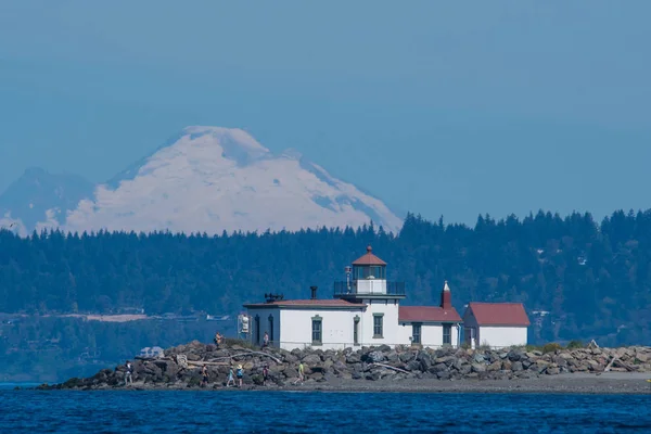 West Point Lighthouse w Seattle Shilshole Bay — Zdjęcie stockowe