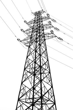High voltage pole photographed on white background
