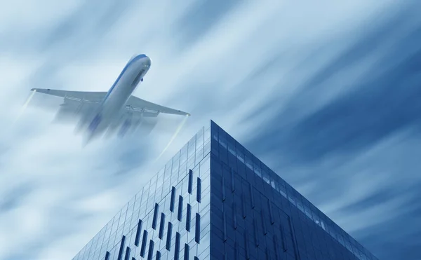 Airplane City Scene Background — Stock Photo, Image