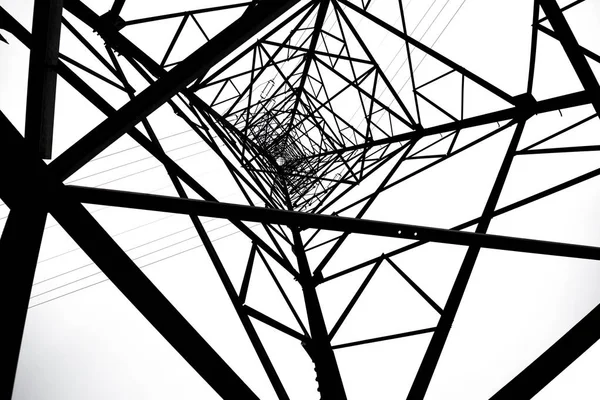 High Voltage Pole Photographed White Background — ストック写真