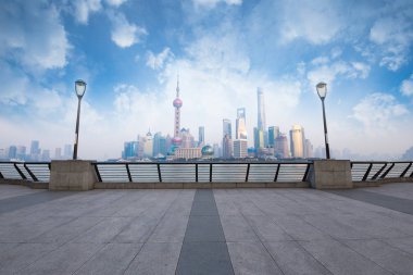 Siluet ve modern binalar ile Şangay Boş kare, Çin