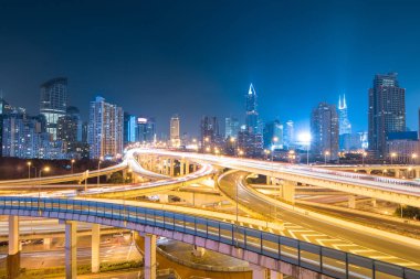 Şangay, Çin'de bir Yol Kavşağı yükseltilmiş görünümü.