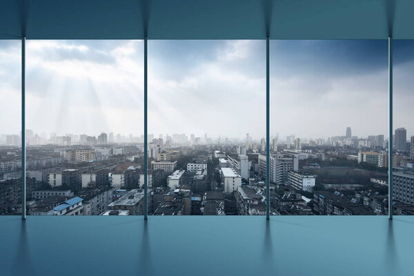 Bird's eye view of the scene of major cities.