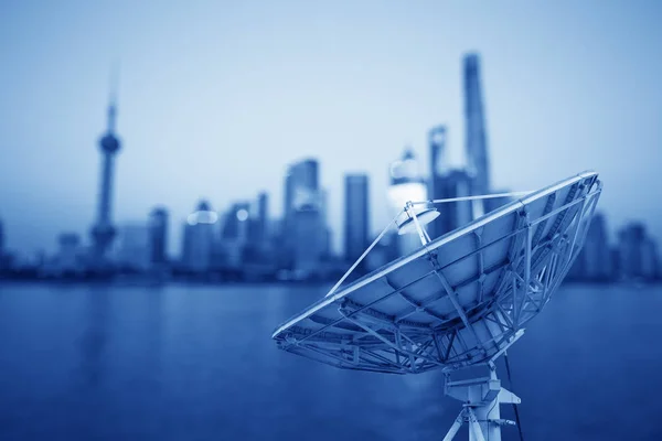 Város Éjszakai Háttér Nagy Műholdas Antenna — Stock Fotó