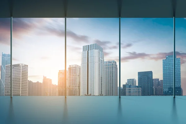 Large Clean Designer Office Window Skyline Illustration — Stock Photo, Image