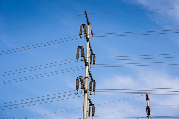 Grote Uitzicht Het Elektriciteitsnet Het Veld — Stockfoto